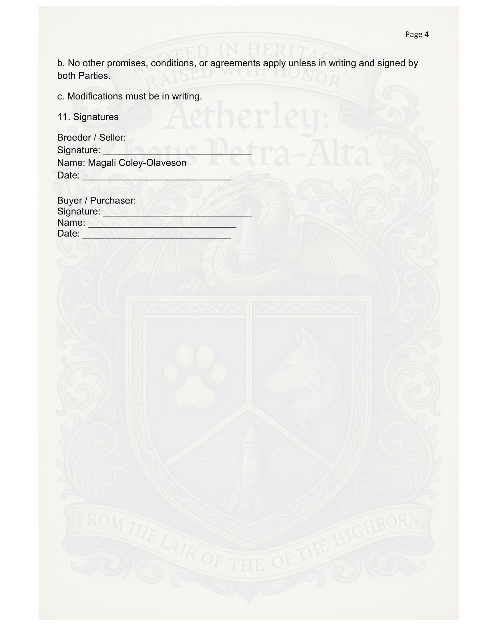 Aetherley Haus Kitten Contract Page 4