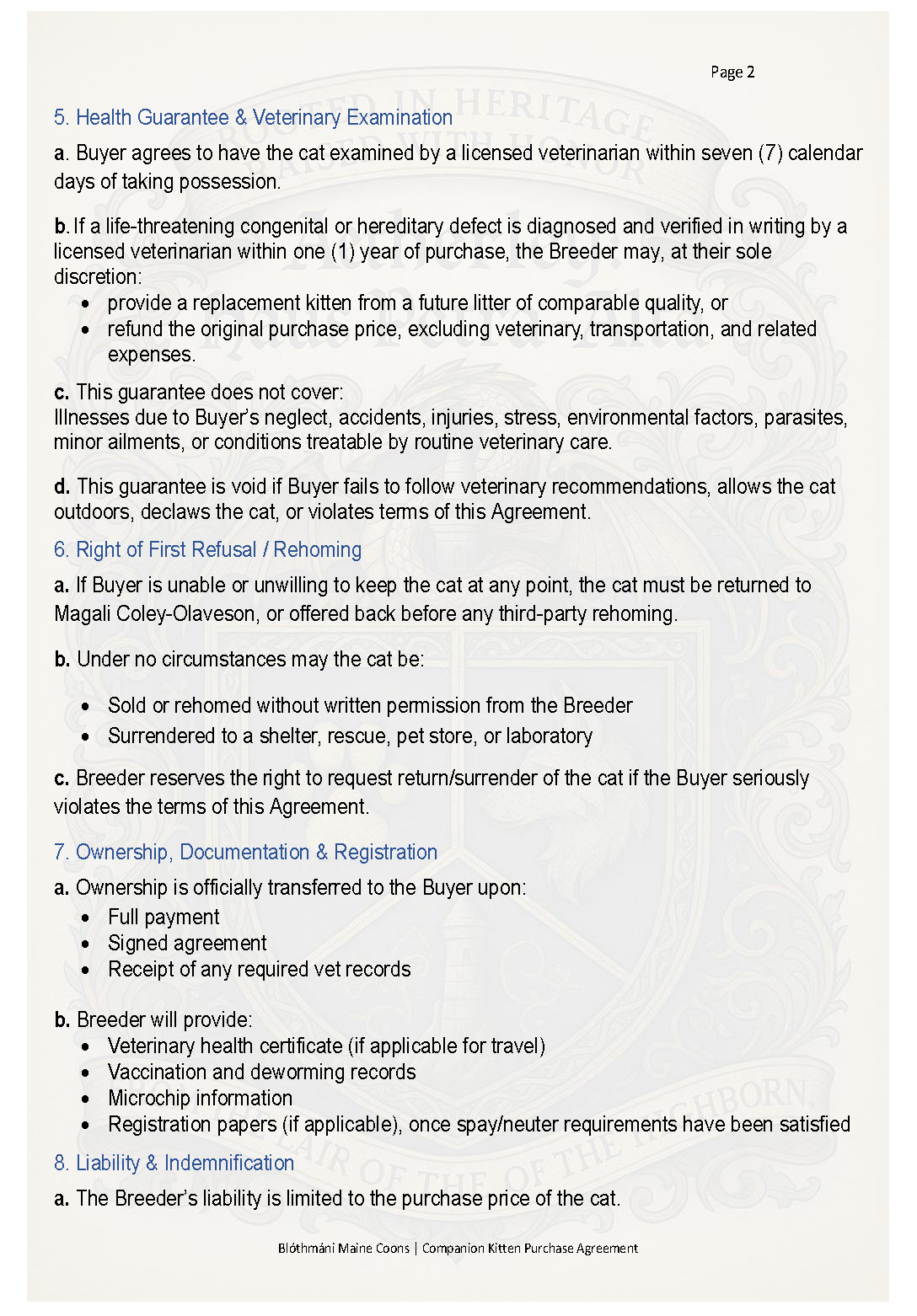 Aetherley Haus Kitten Contract Page 2
