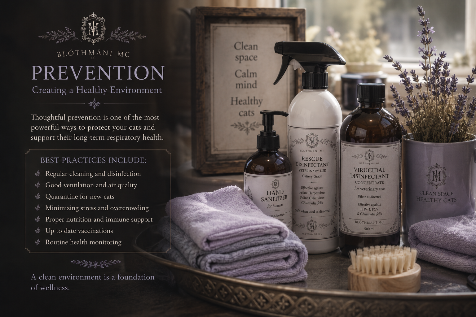 Feline respiratory prevention and clean environment